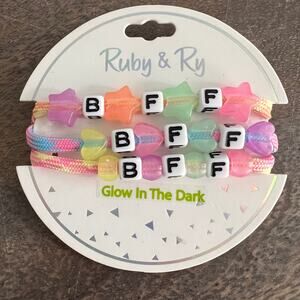 🍭6/$30 New Ruby & Ry Girl's Glow in the Dark Multicolor BFF Bracelets - 3 pack